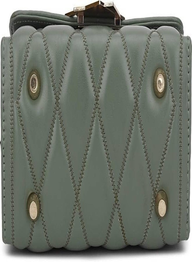 KRIFTY Cross Body Sling Bag for Women with Gold Chain (Green) - Image 4